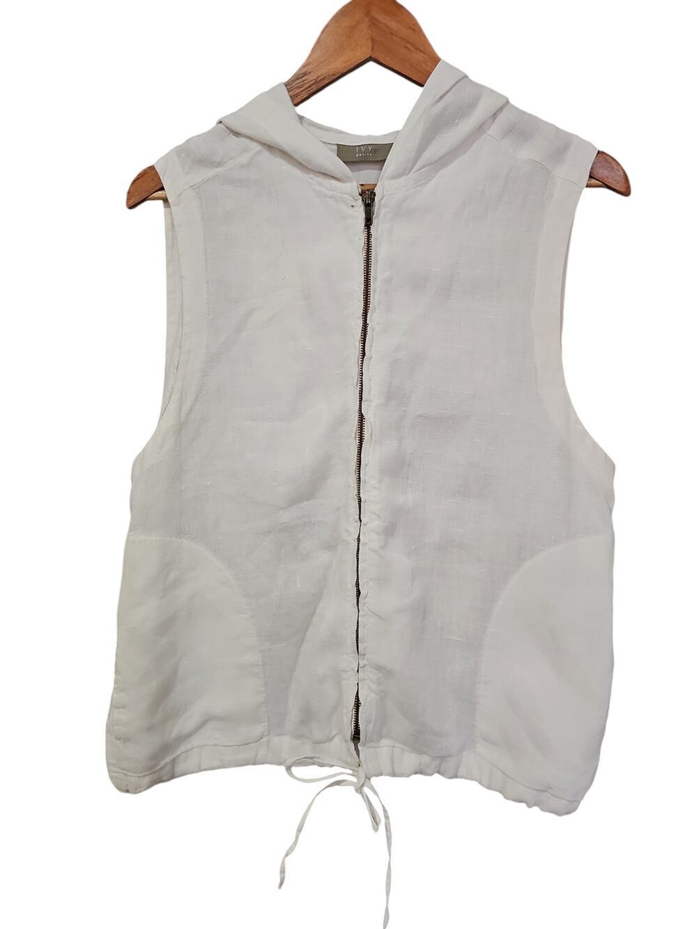 I.V.Y. Zip-Up Hoodie Vest White Size PM